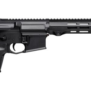 Black AR-15 style semi-automatic rifle