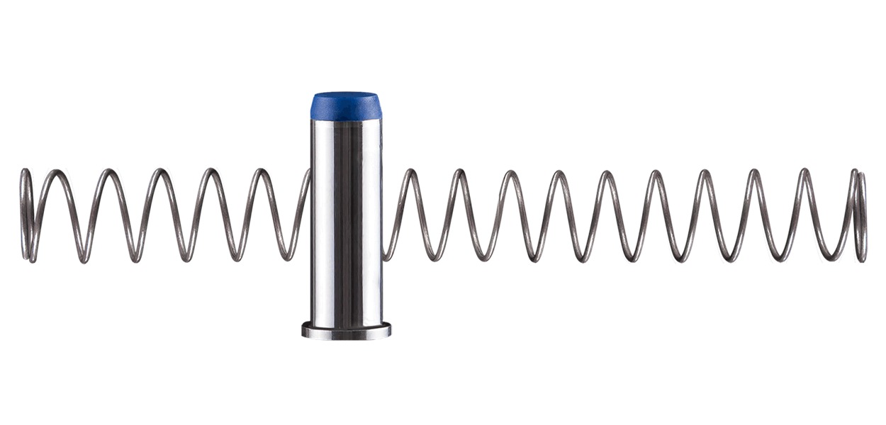 Metal coil spring with central cylinder component
