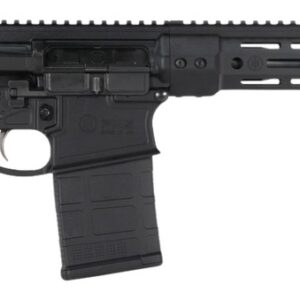 Black AR-15 style semi-automatic rifle
