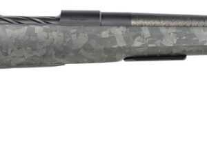 Modern bolt-action hunting rifle on white background