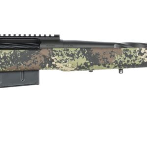 Camouflage bolt-action rifle with fluted barrel