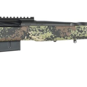 Camouflage bolt-action rifle with long barrel