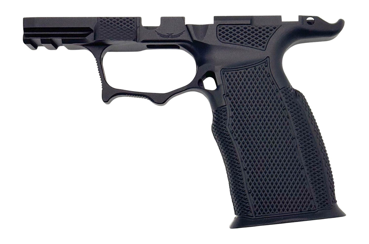 Black handgun frame isolated on white background