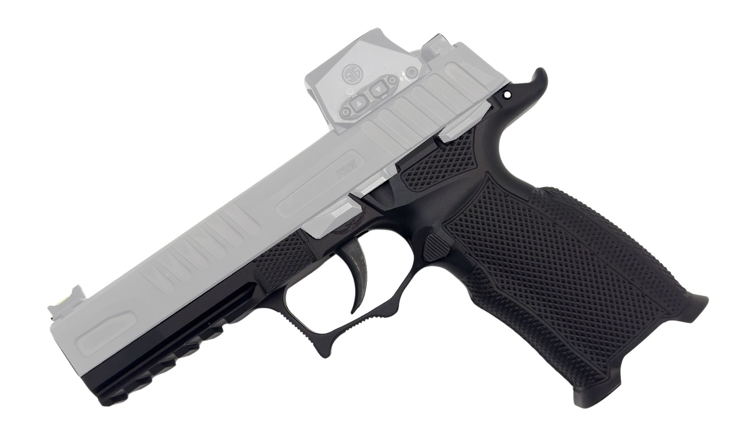Modern semi-automatic handgun with optic sight attached
