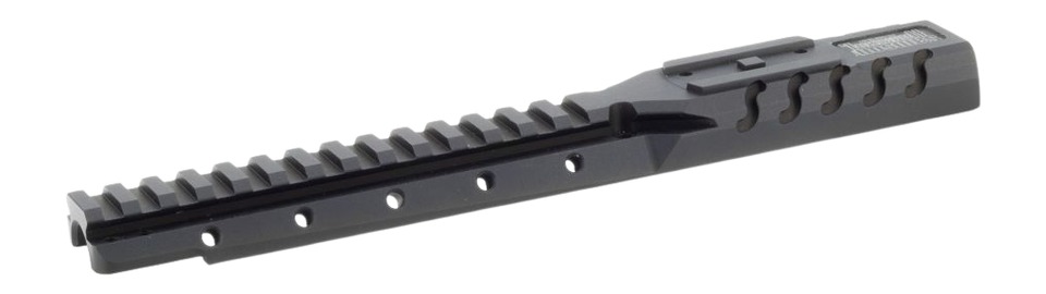 Black metal firearm slide with rail system