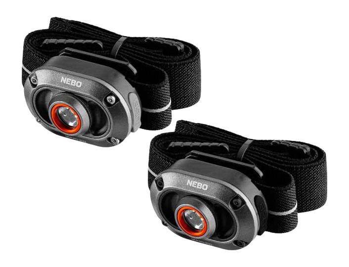 Two NEBO headlamps with adjustable black straps