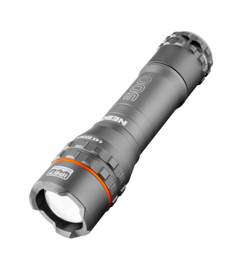 Gray NEBO 500 tactical LED flashlight