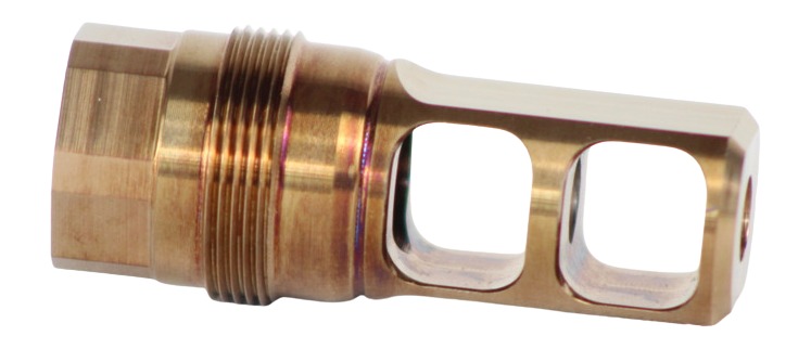 Brass threaded metal component with rectangular ports