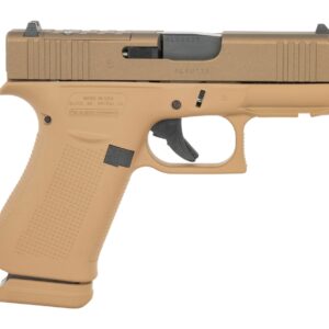 Tan Glock semi-automatic pistol on white background