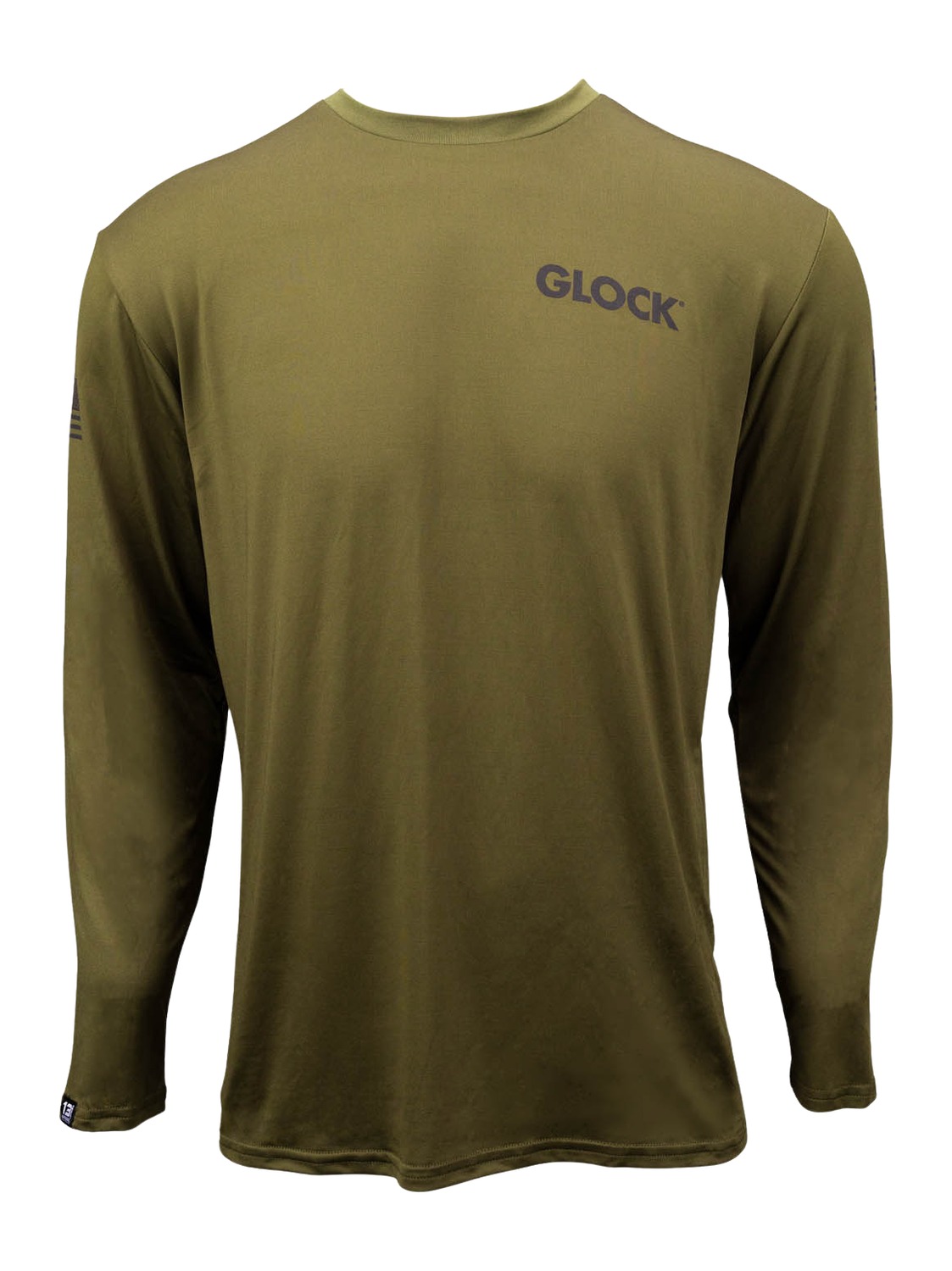 Olive green long-sleeve Glock logo shirt
