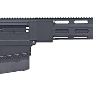 Black tactical sniper rifle on white background