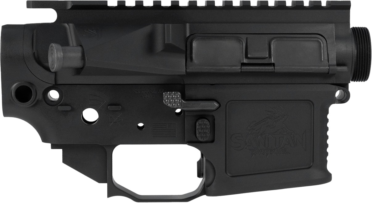 Black AR-15 style rifle receiver set