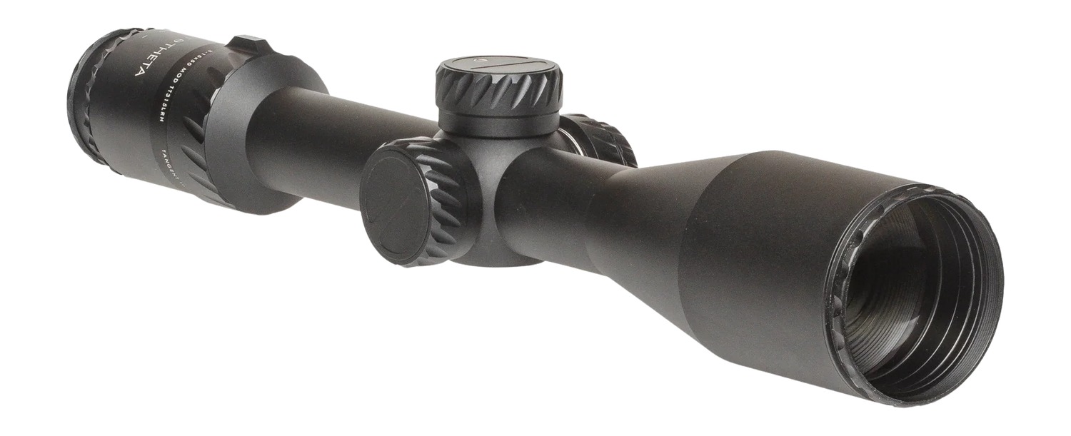 Black rifle scope isolated on white background