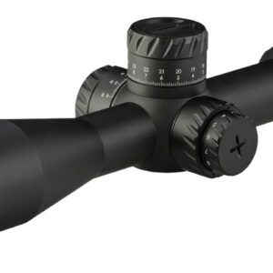 Black rifle scope with adjustment turrets