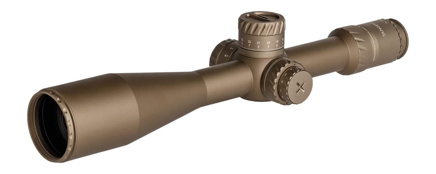 Tan rifle scope isolated on white background