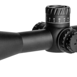 Black rifle scope with adjustment turrets