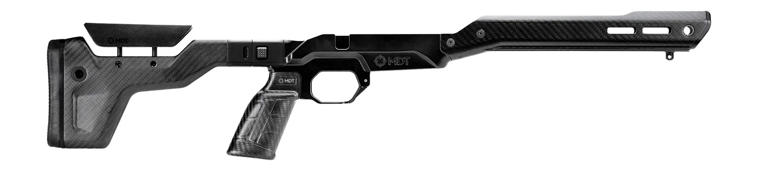 Carbon fiber rifle chassis stock on white background