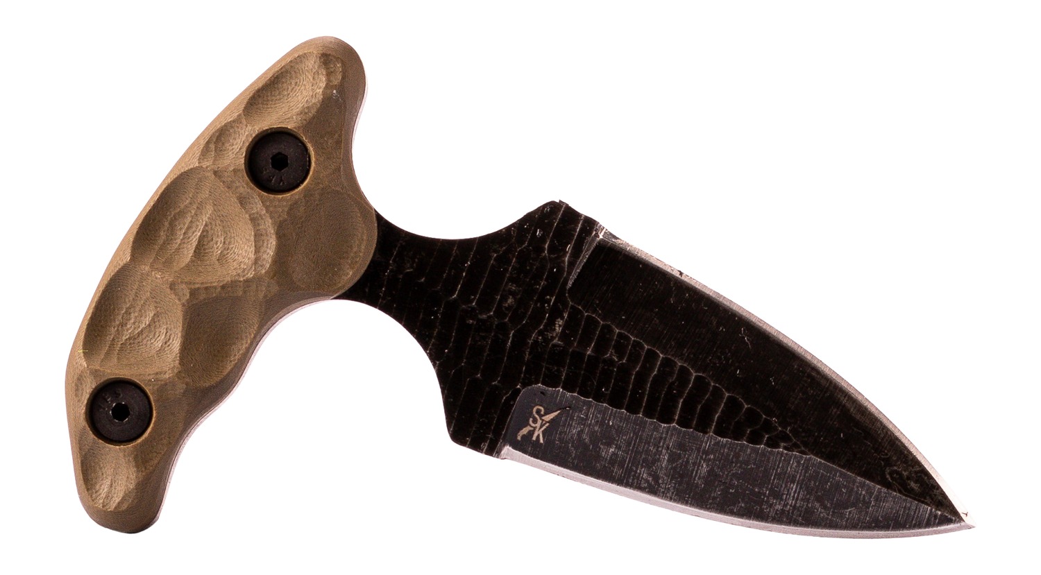 Fixed-blade knife with textured wooden handle
