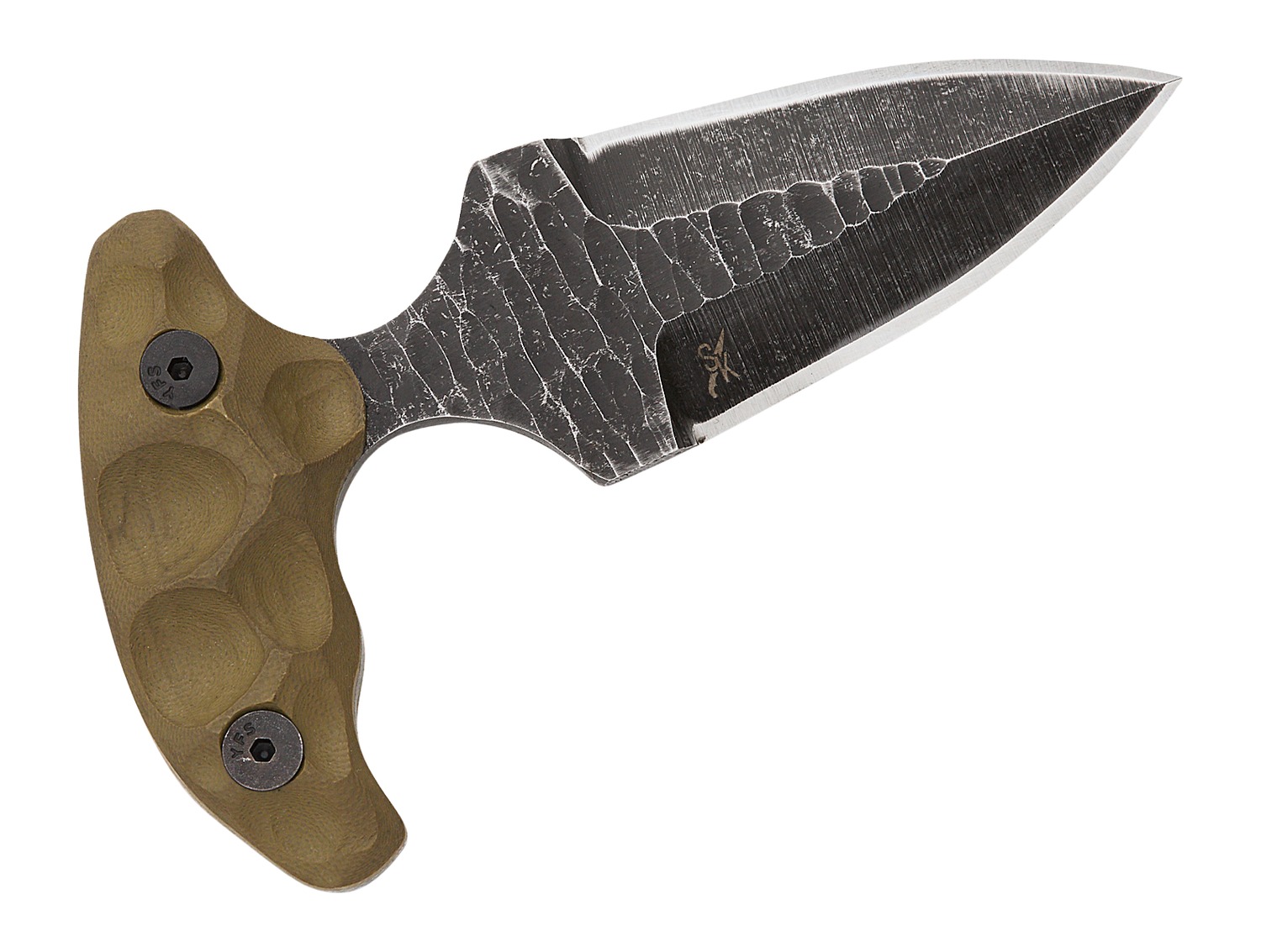 Textured handle fixed-blade knife on white background
