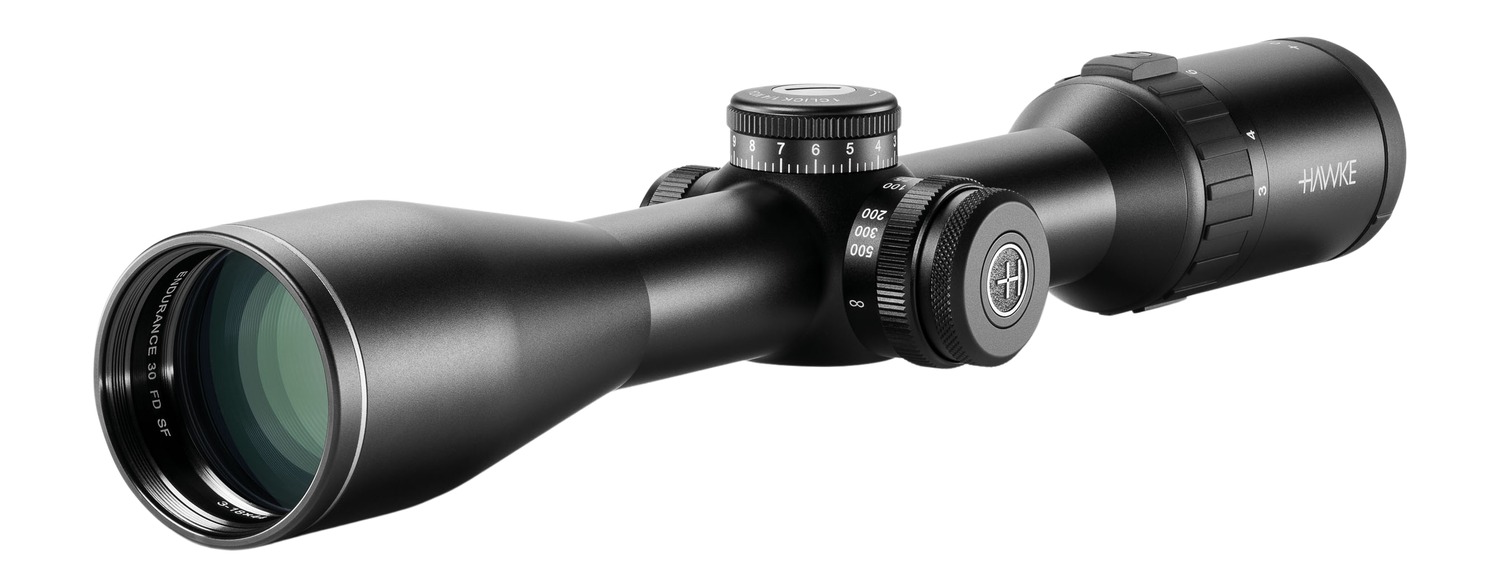 Black Hawke rifle scope isolated on white background