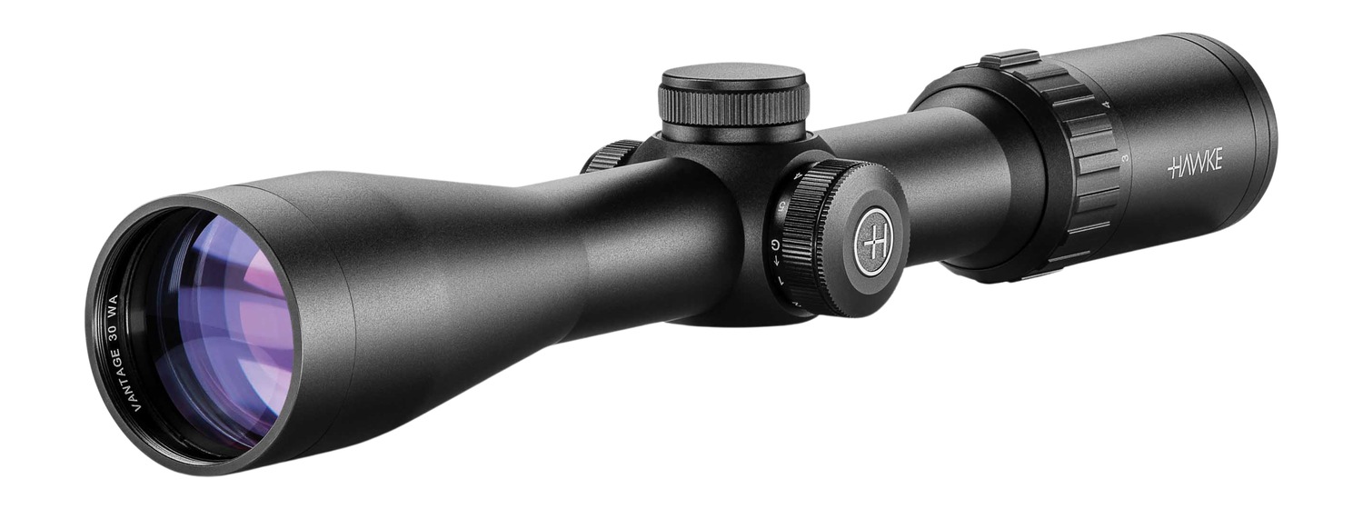 Black Hawke rifle scope on white background
