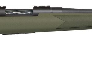 Green bolt-action hunting rifle on white background