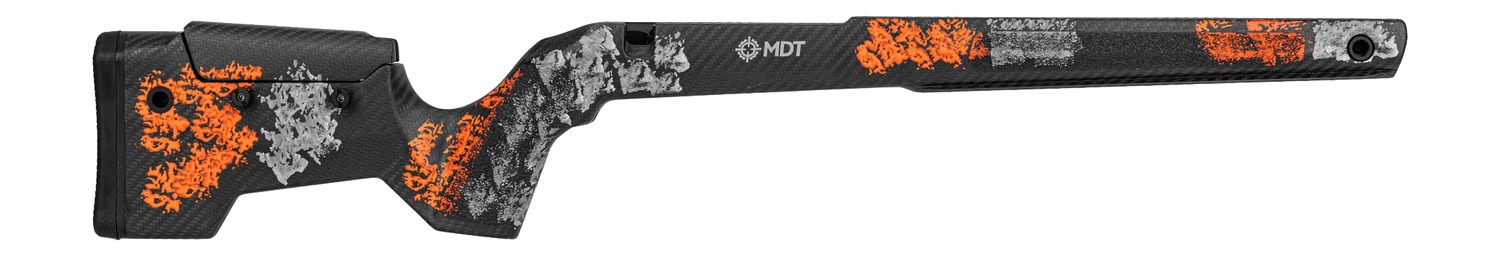 Black and orange camo rifle stock