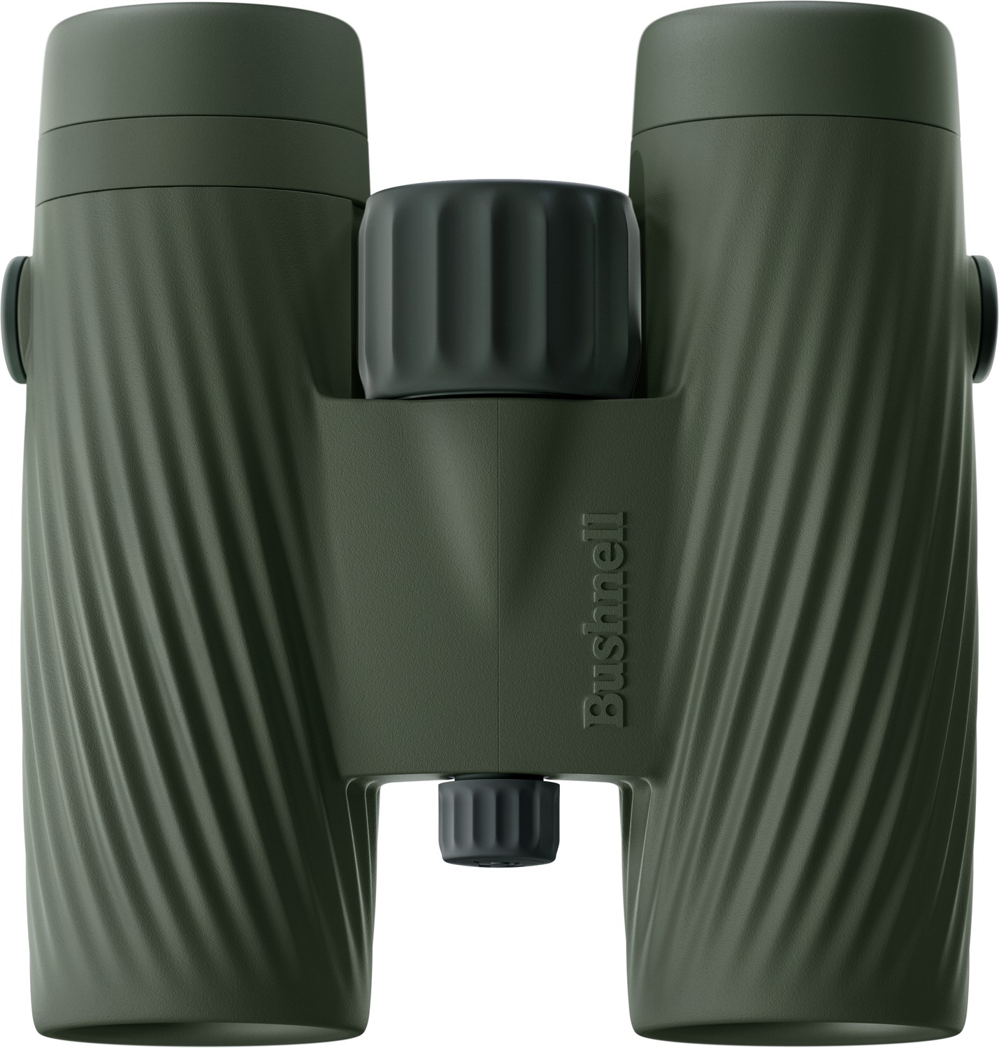 Green Bushnell binoculars close-up front view