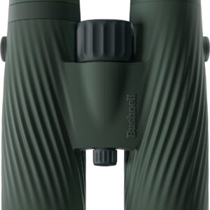 Dark green Bushnell binoculars close-up front view