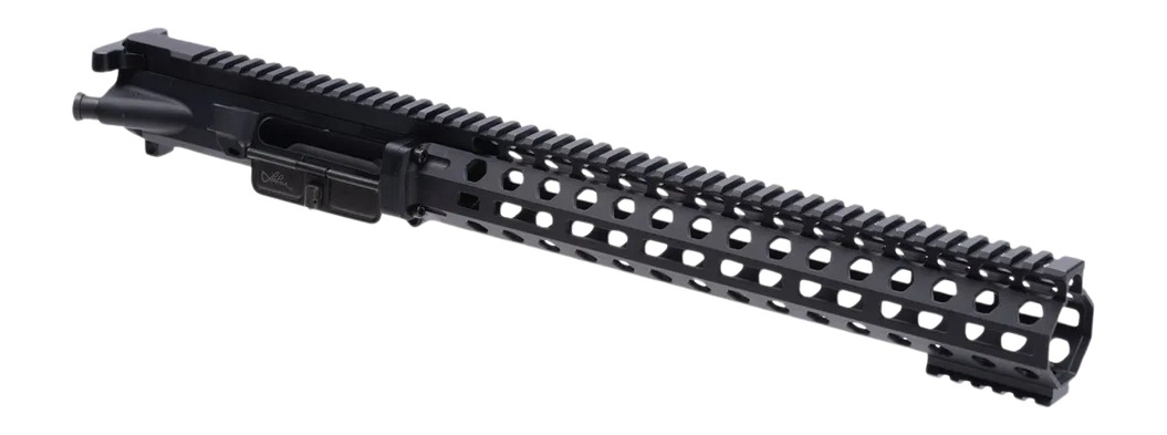Black AR-15 upper receiver with rail handguard