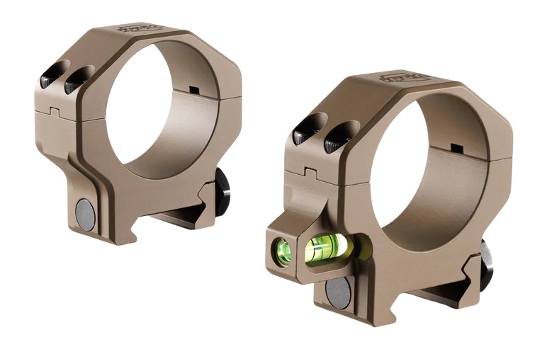 Tan scope ring mounts with bubble level