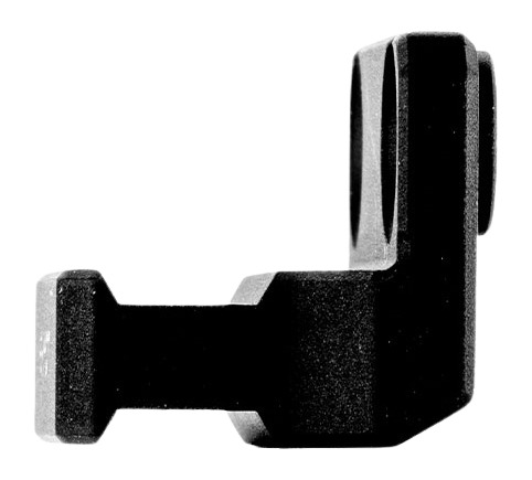 Black metal mounting bracket on white background