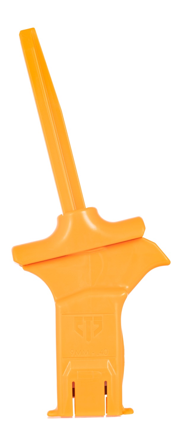 Orange plastic tile leveling clip and wedge tool