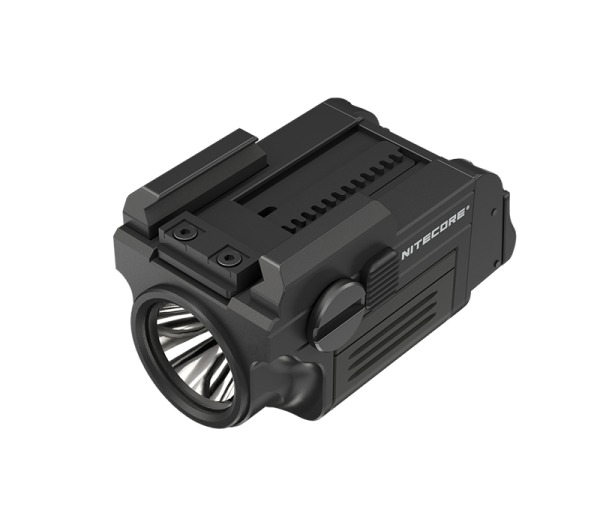 Black Nitecore tactical weapon-mounted flashlight