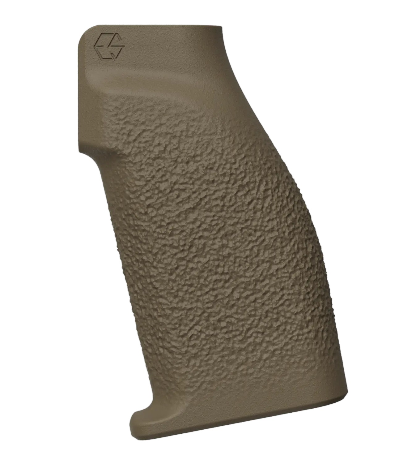 Tan textured pistol grip on white background