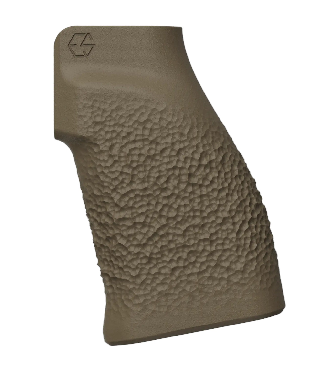Textured tan pistol grip with ergonomic contour