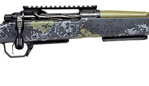 Camouflage bolt-action rifle with fluted barrel