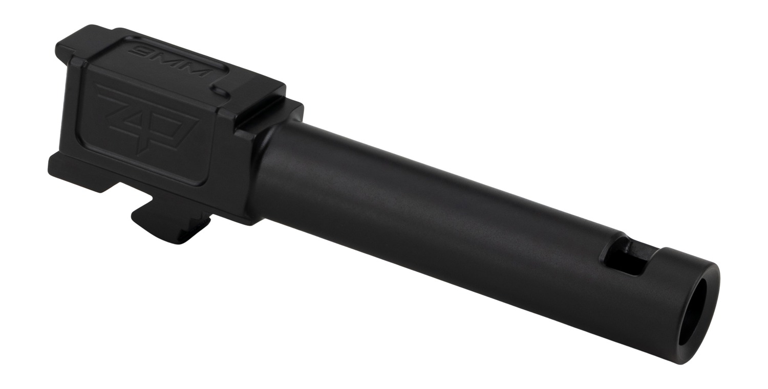 Black handgun barrel isolated on white background