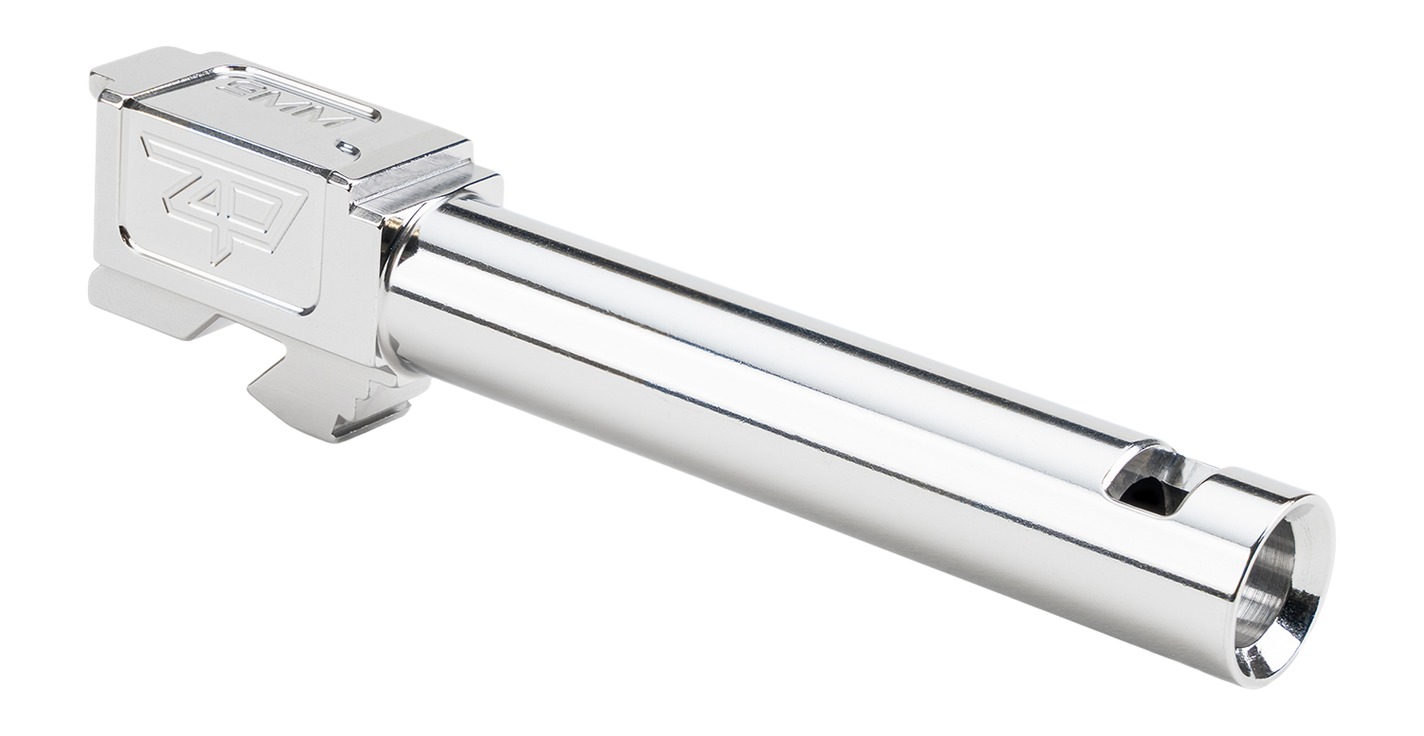Polished stainless steel pistol barrel and slide