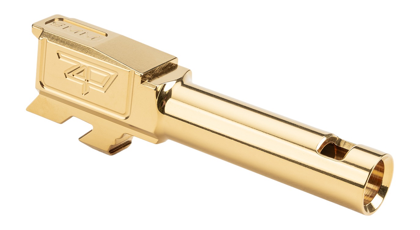 Gold pistol barrel and slide component