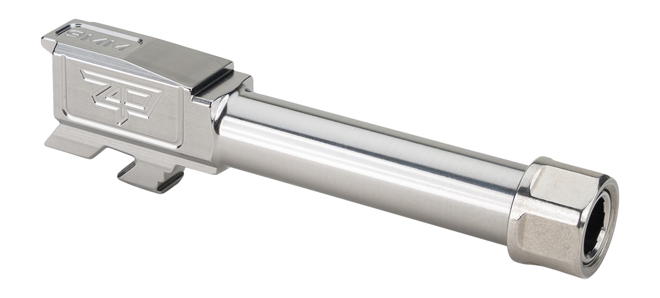 Stainless steel pistol barrel isolated on white background