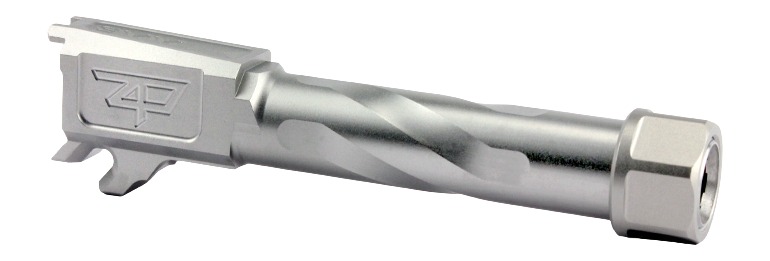 Stainless steel fluted pistol barrel with threaded muzzle
