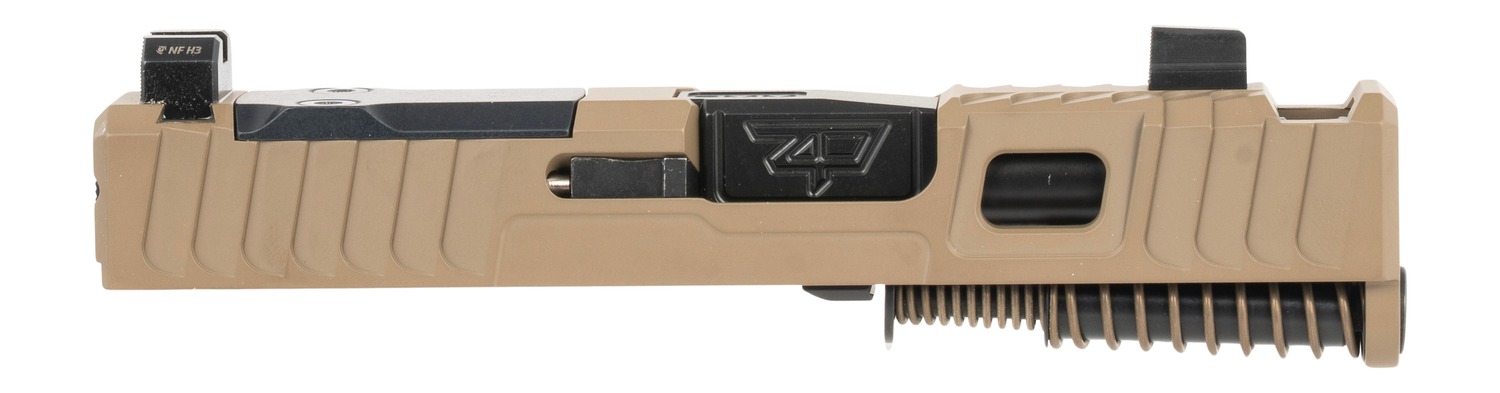 Tan and black handgun slide assembly