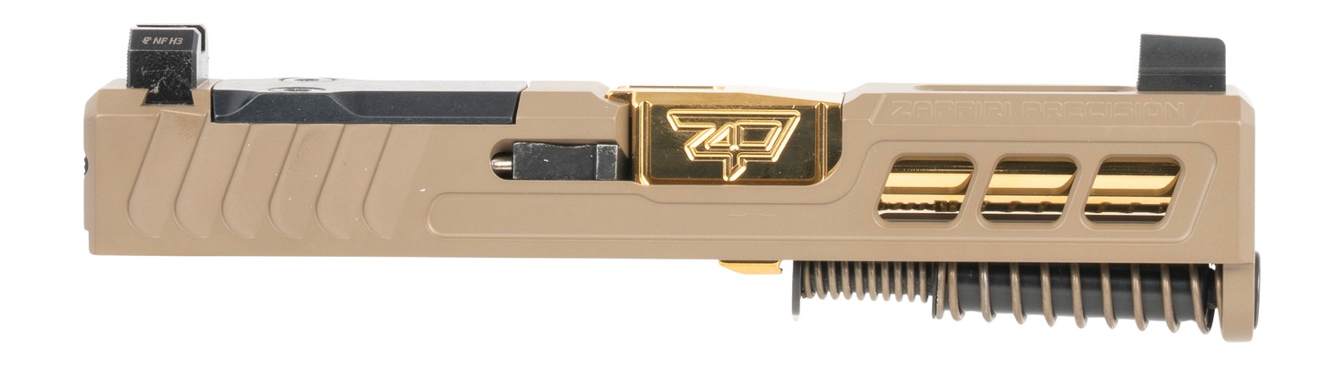 Tan and gold handgun slide assembly
