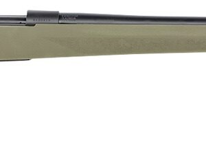 Green bolt-action rifle on white background