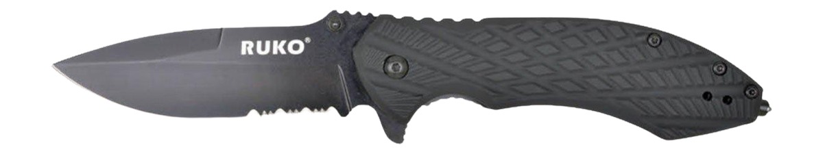 RUKO folding knife with black textured handle