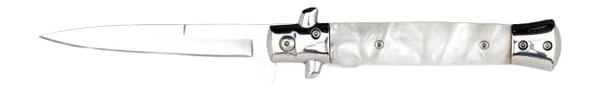 Pearl-handled folding knife with long blade extended