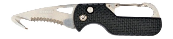 Serrated folding rescue knife with black handle