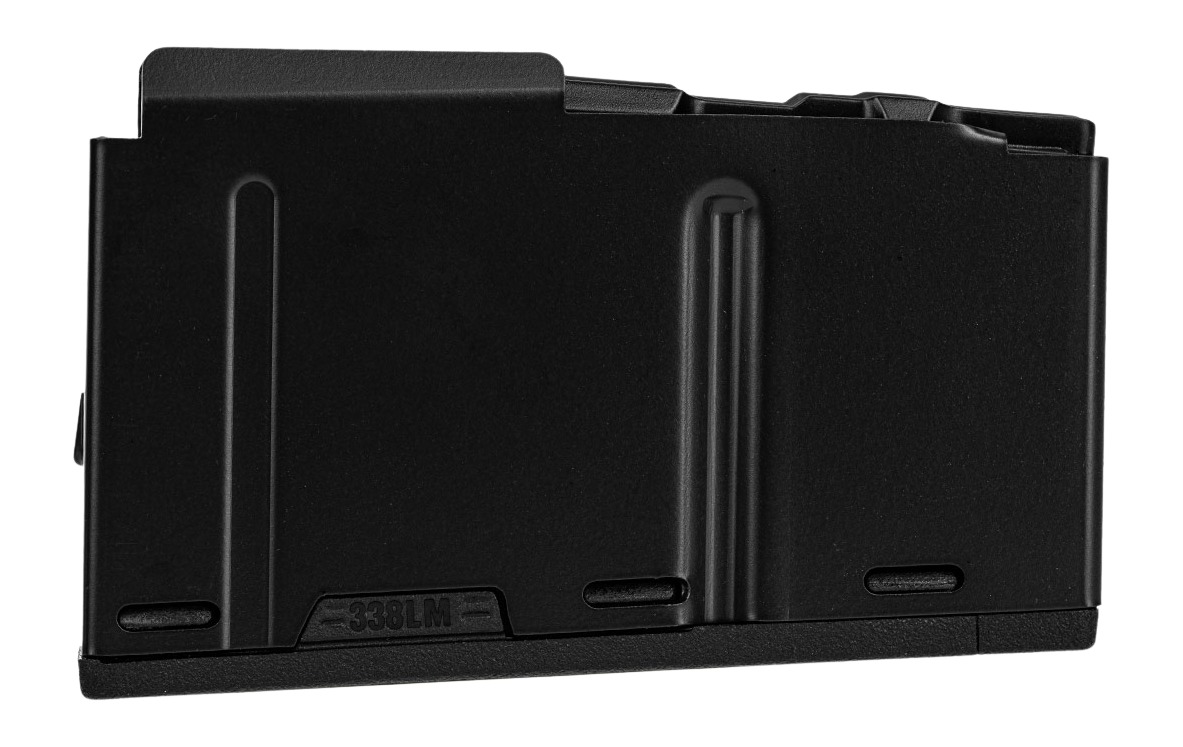 Black .338LM rifle magazine