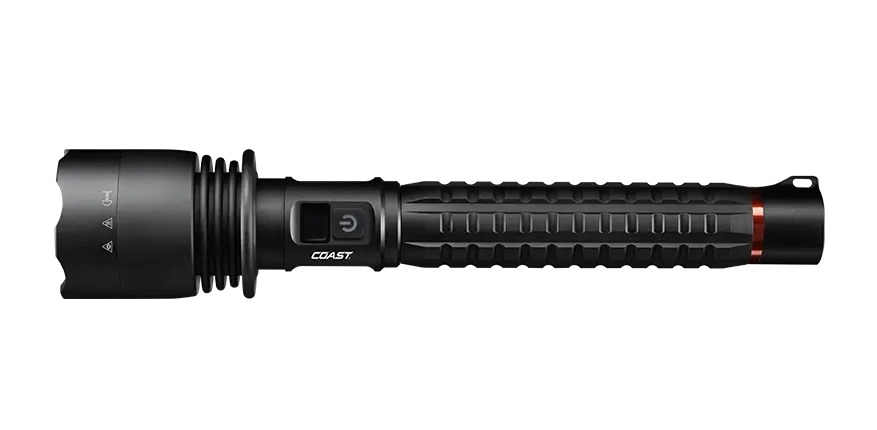 Black Coast handheld LED flashlight on white background